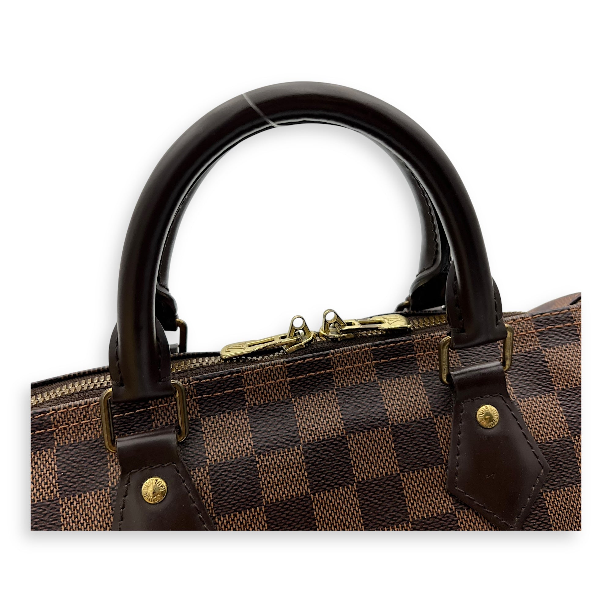 Louis Vuitton Speedy Bandouliere Top Handle Bag 30 Brown in Coated Canvas, Gold hardware_6