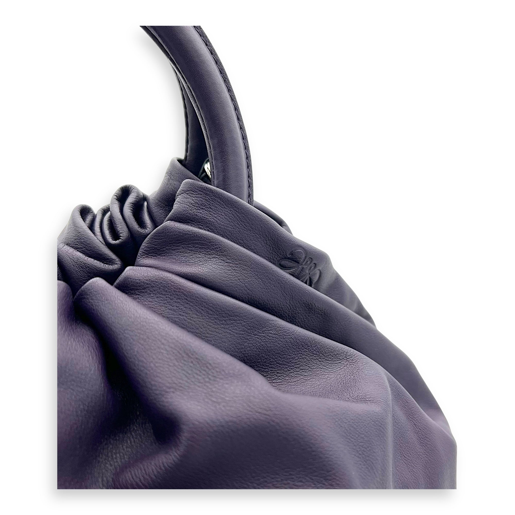Loewe Bounce  Top Handle Bag Purple in Calfskin, Silver hardware_6