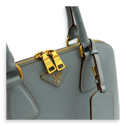Prada Others Top Handle Bag Blue in Saffiano Leather, Gold hardware_6