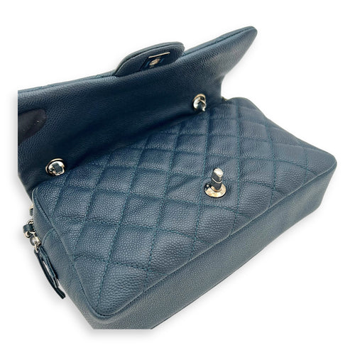 Chanel CC Shoulder Bag Blue in Caviar Leather, Silver hardware_6