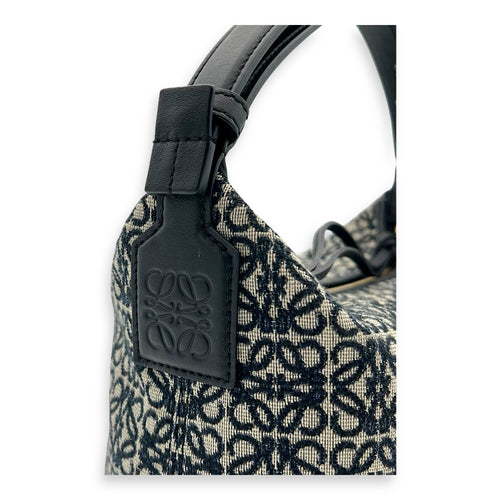 Loewe Cubi Top Handle Bag Blue in Jacquard, Gold hardware_6