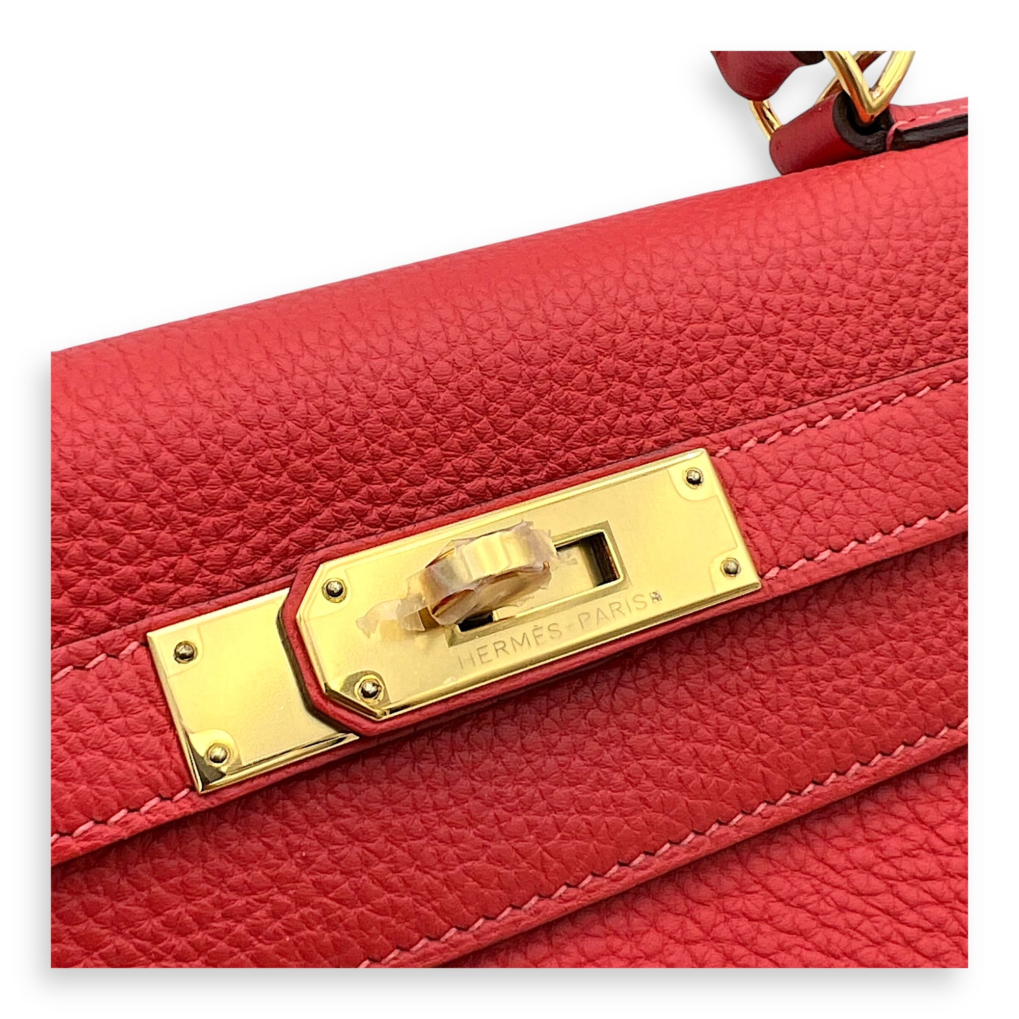 Hermès Kelly Rouge Pivoine in Togo, Gold hardware_6