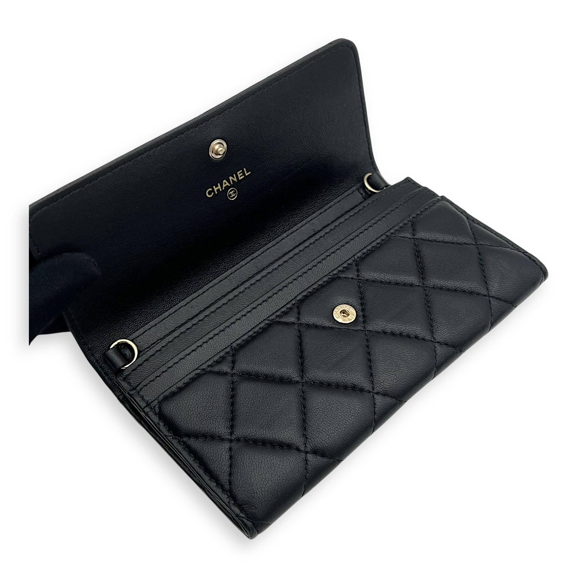 Chanel CC Wallet On Chain Black in Lambskin, Gold hardware_6