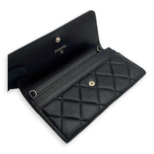 Chanel CC Wallet On Chain Black in Lambskin, Gold hardware_6
