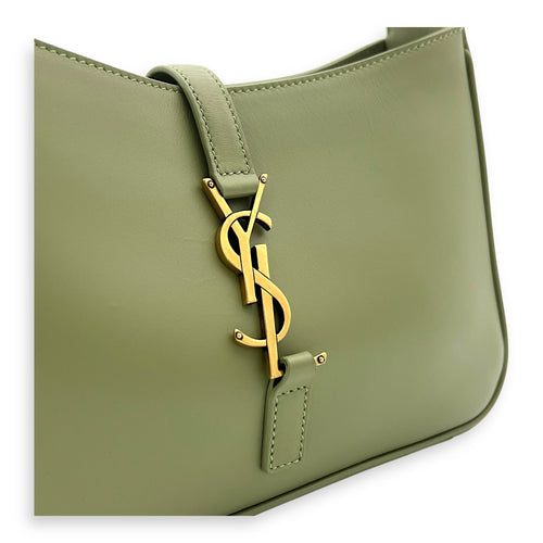 Saint Laurent Le 5 A 7 Shoulder Bag Green in Calfskin, Gold hardware_6