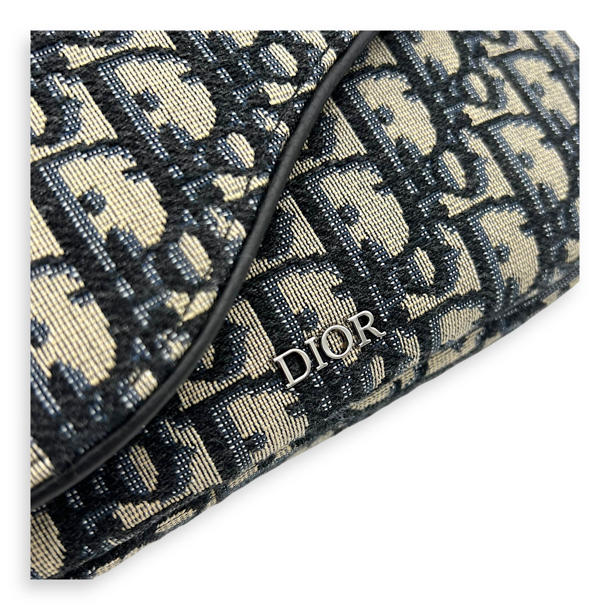 Christian Dior Oblique Belt Bag Blue in Jacquard, Silver hardware_6