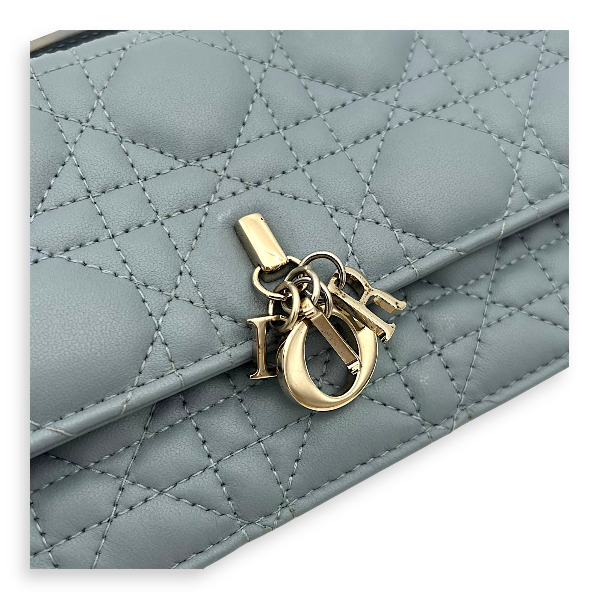 Christian Dior My Dior Top Handle Bag Blue in Lambskin, Gold hardware_6