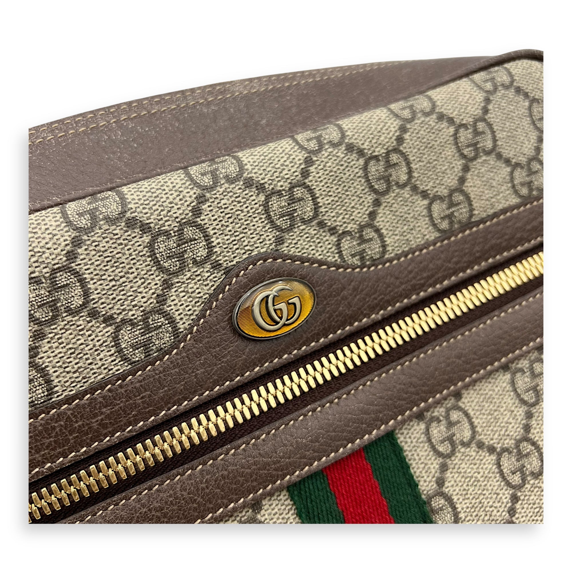 Gucci Ophidia Crossbody Bag Brown in Coated Canvas, Gold hardware_6