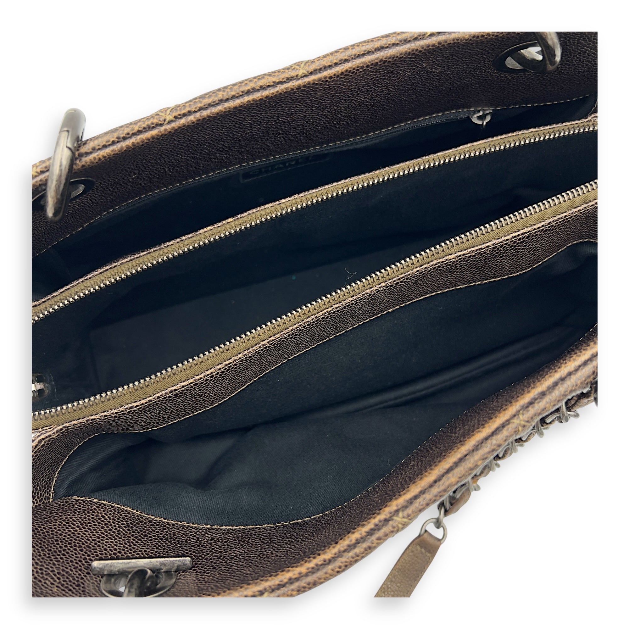 Chanel Quilted Wildstitch Tote Bag Brown in Calfskin, Ruthenium hardware_8