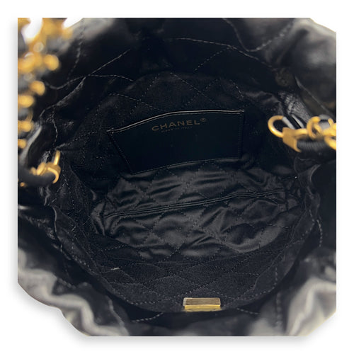 Chanel 22 Tote Shoulder Bag Mini Black in Lambskin, Gold hardware_6