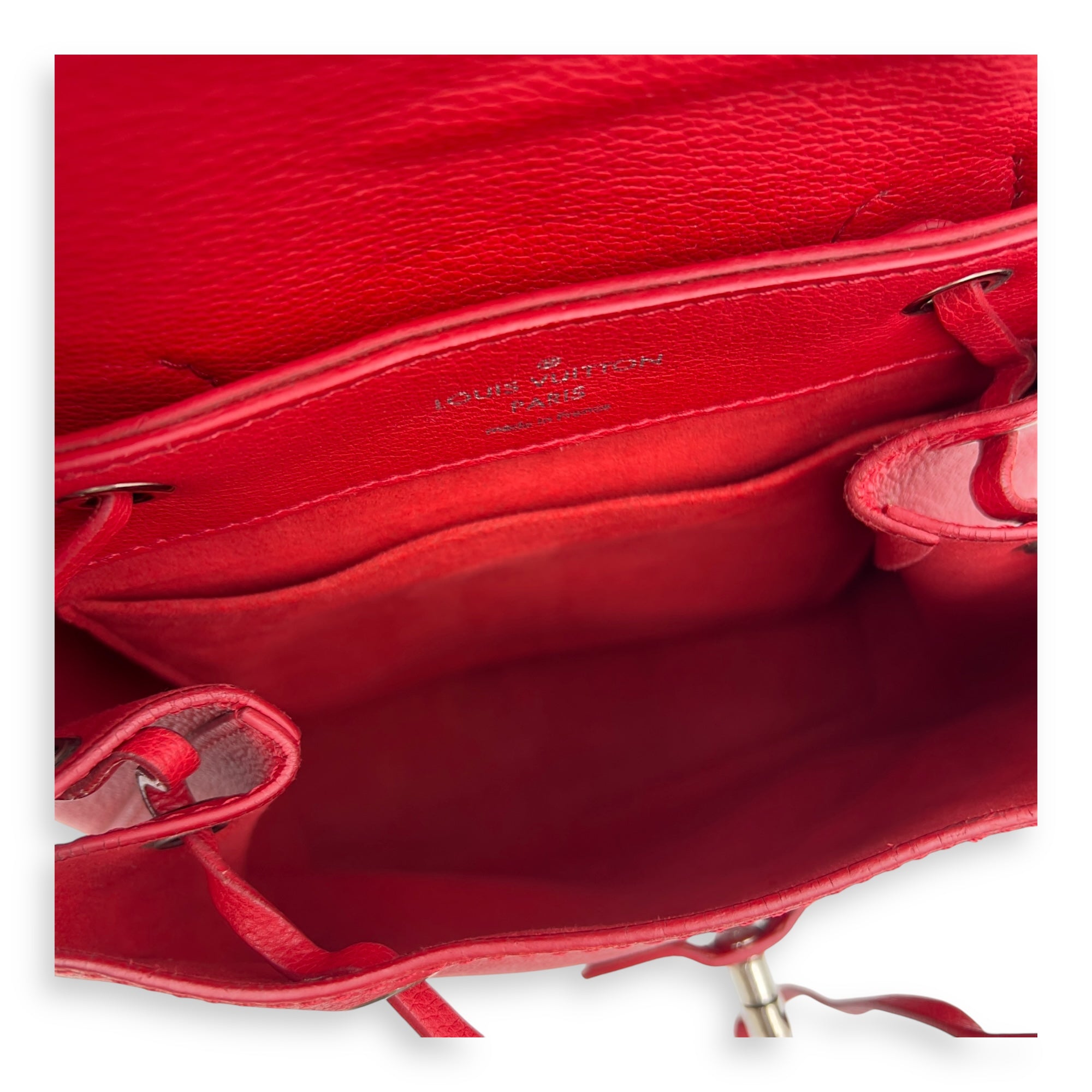 Louis Vuitton Lock Me Backpack Red in Taurillon Leather, Silver hardware_8