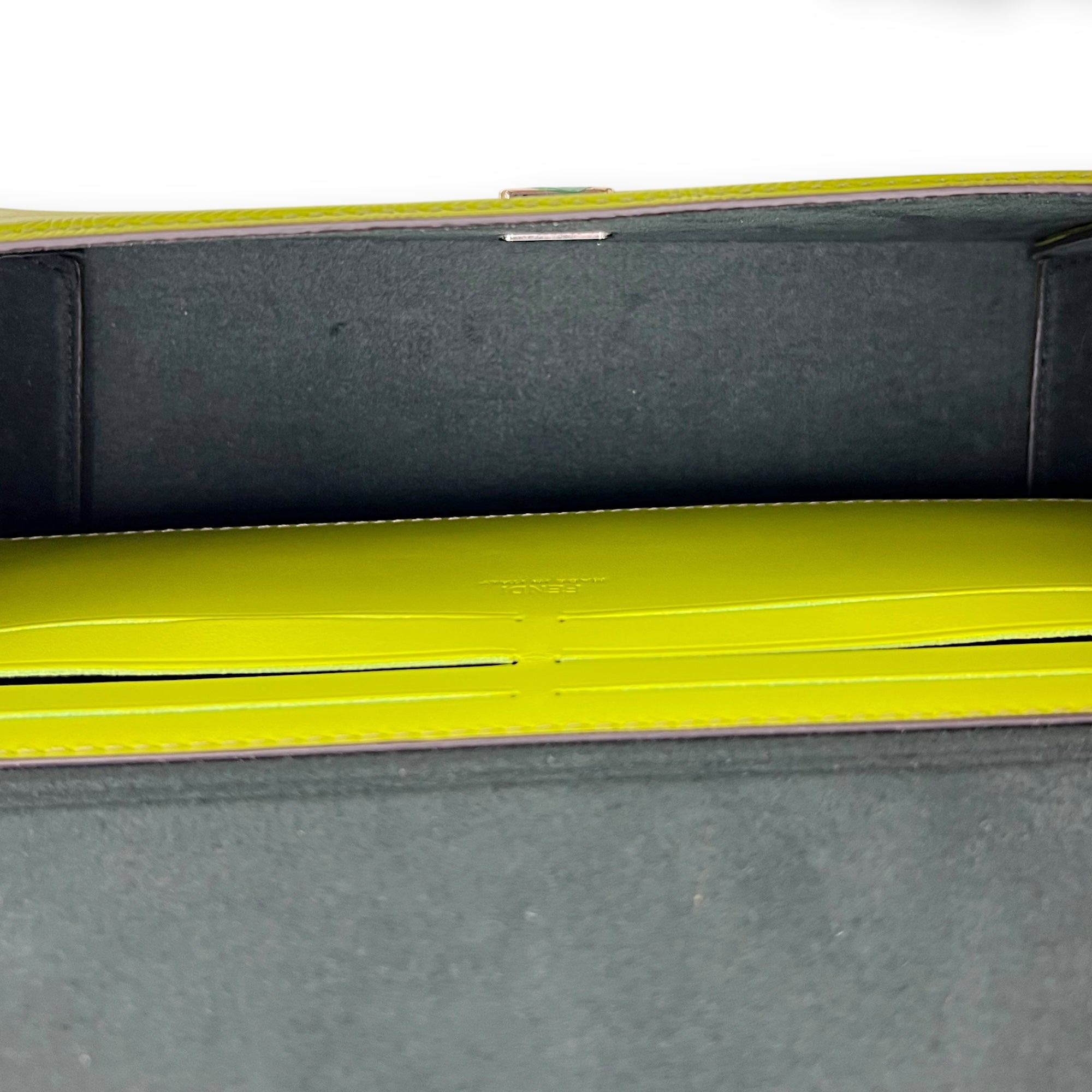 Fendi Baguette Crossbody Bag Yellow in Calfskin, Silver hardware_6