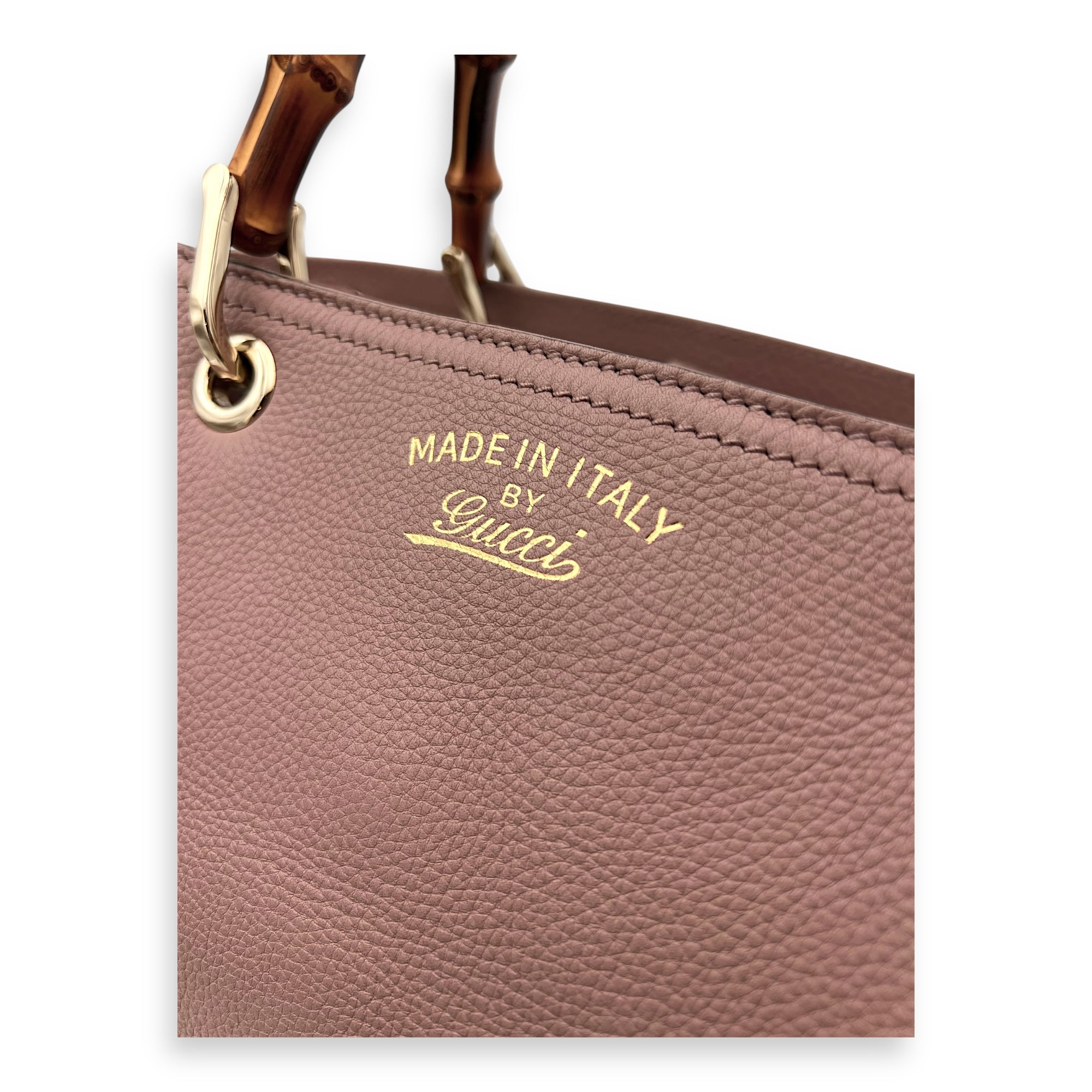 Gucci Bamboo Top Handle Bag Beige in Calfskin, Light Gold hardware_2