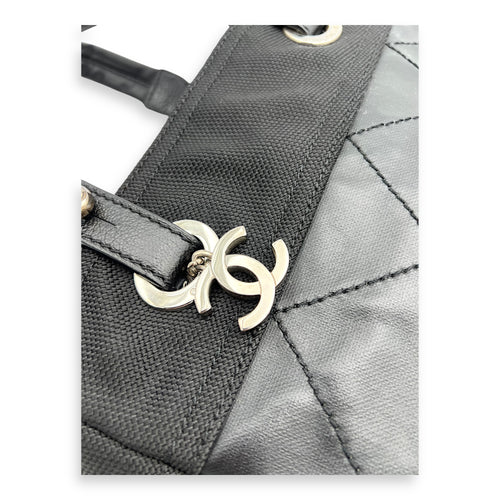 Chanel Paris Biarritz Shoulder Bag Black in Coated Canvas, Silver hardware_3