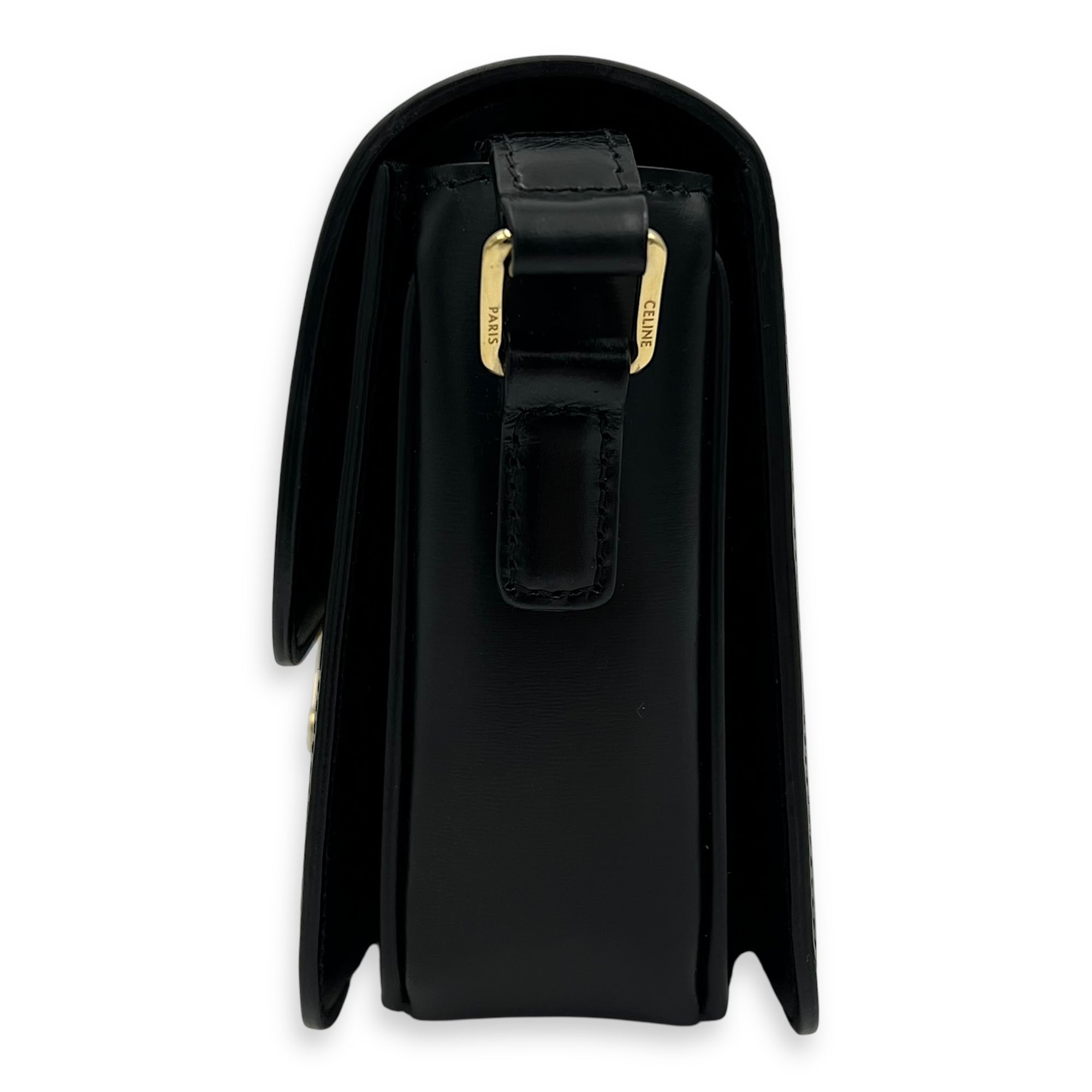 Celine Teen Crossbody Bag Black in Box Calfskin, Gold hardware_4