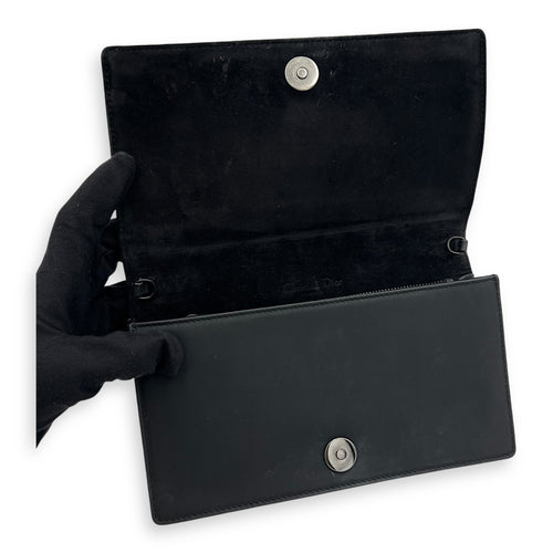 Dior Lady Dior Pouch With Strap Black Wallet On Chain in Calfskin, Silver hardware_7