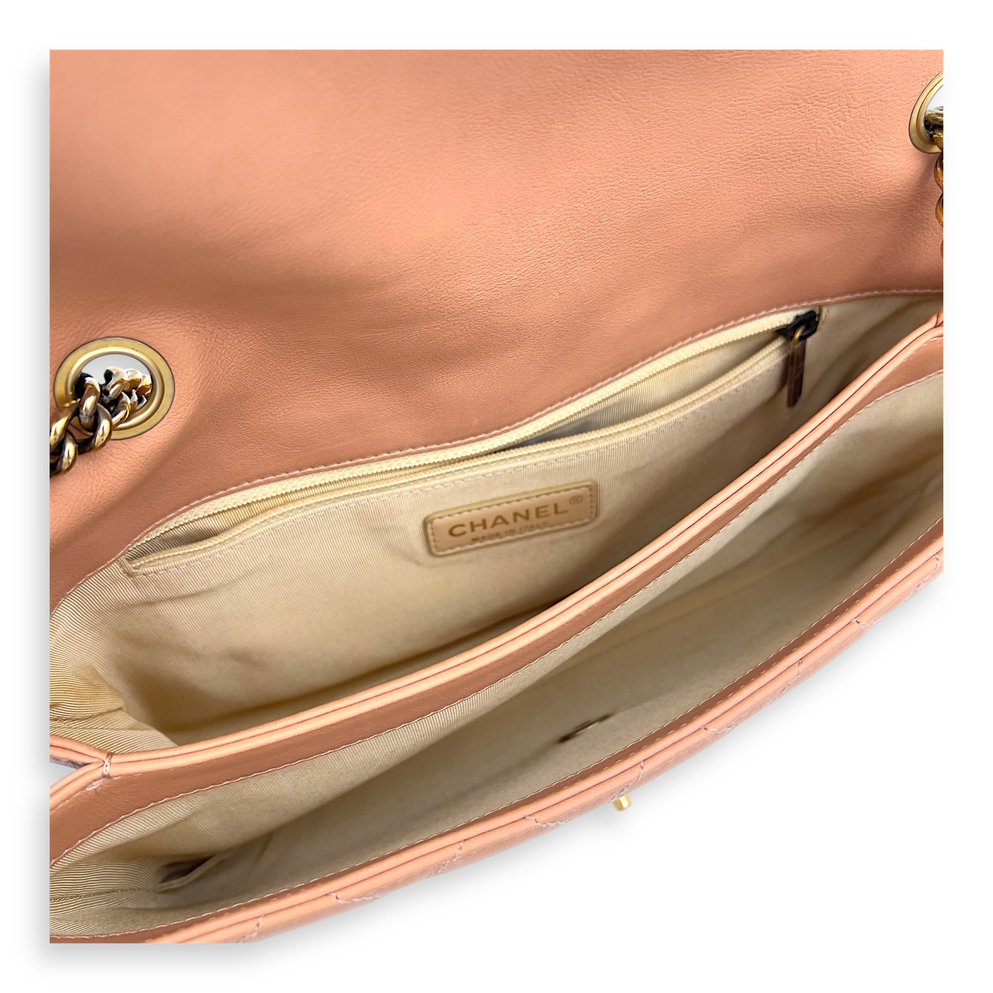 Chanel Quilted Zip Back Pocket Flap Shoulder Bag Brown in Calfskin, Gold hardware_6
