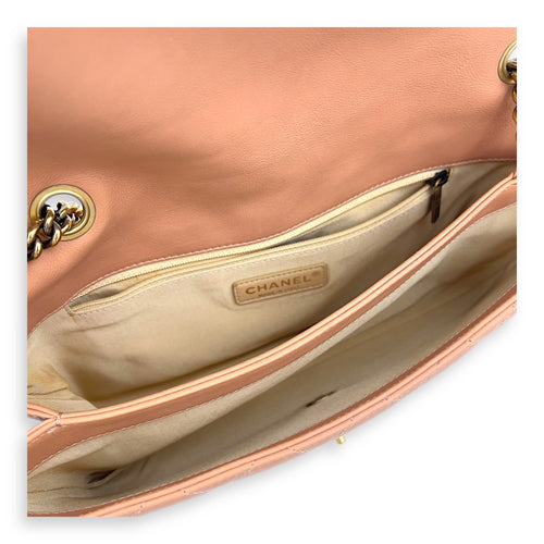 Chanel Quilted Zip Back Pocket Flap Shoulder Bag Brown in Calfskin, Gold hardware_6