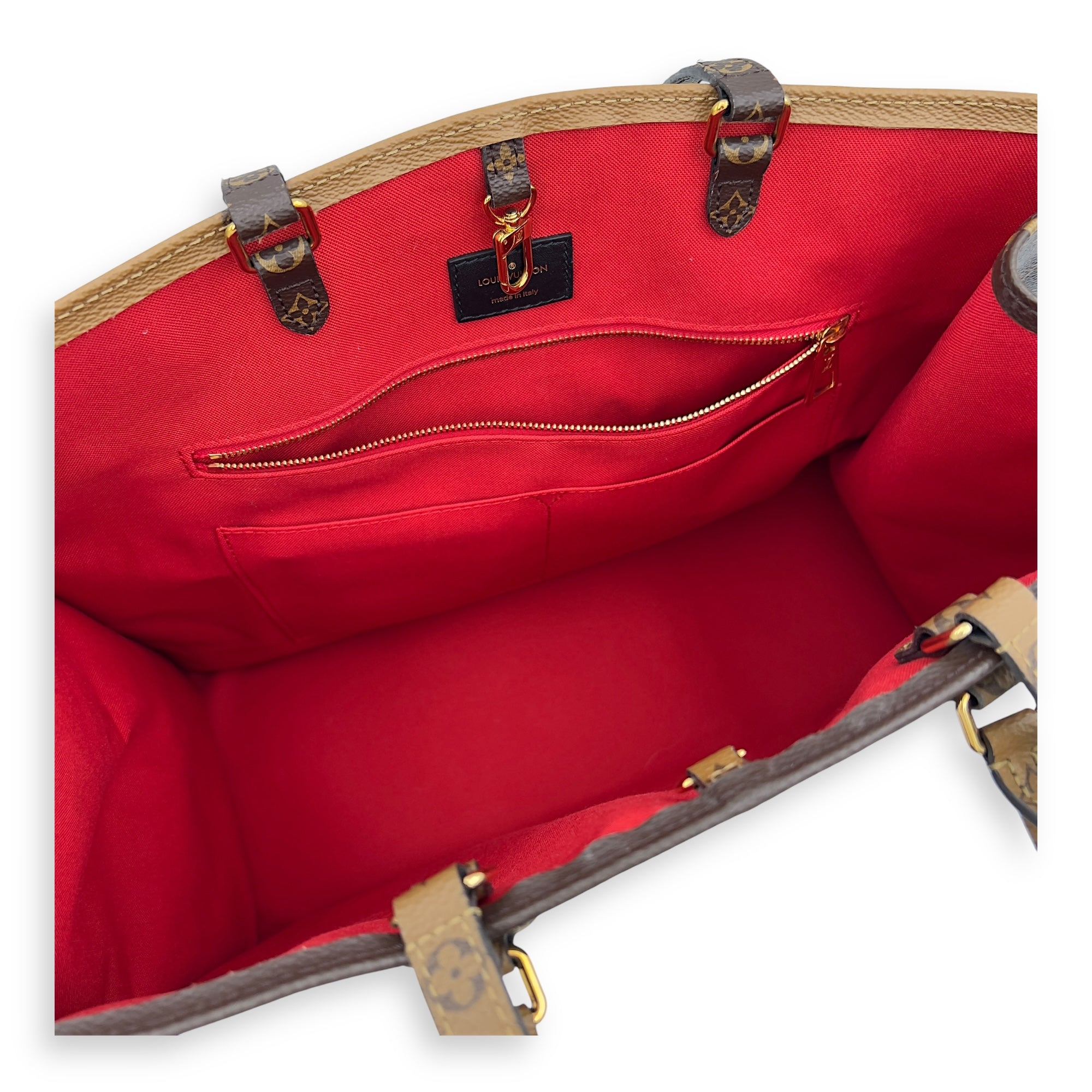 Louis Vuitton OnTheGo GM Brown Top Handle Bag in Coated Canvas, Gold hardware_3