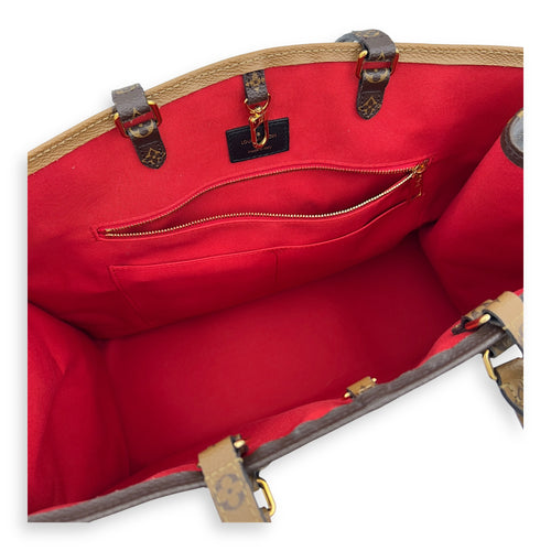 Louis Vuitton OnTheGo GM Brown Top Handle Bag in Coated Canvas, Gold hardware_3