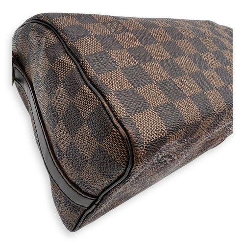 Louis Vuitton Speedy Bandouliere Top Handle Bag 25 Brown in Coated Canvas, Gold hardware_6