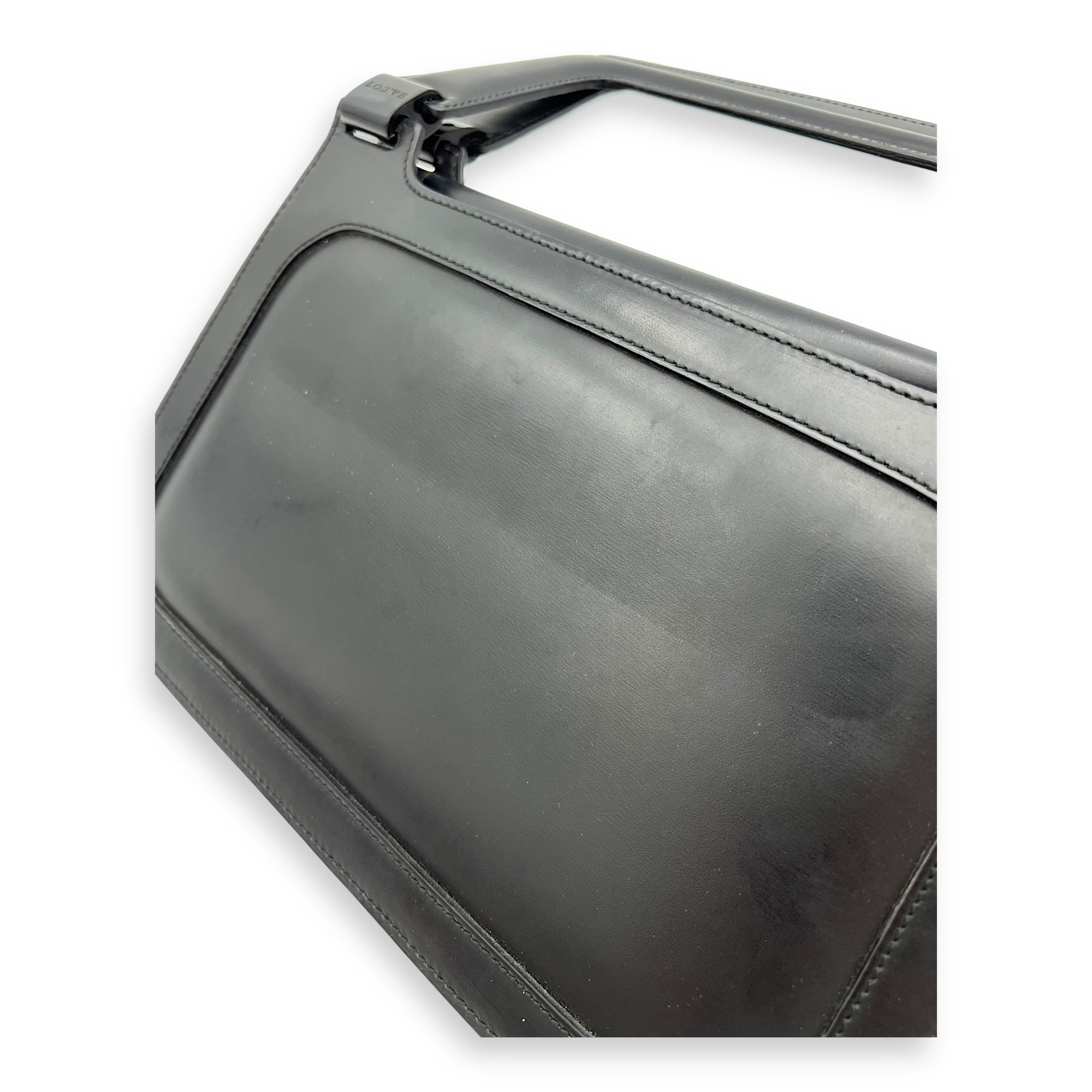 Loewe Vintage Top Handle Bag Black in Calfskin, Silver hardware_6