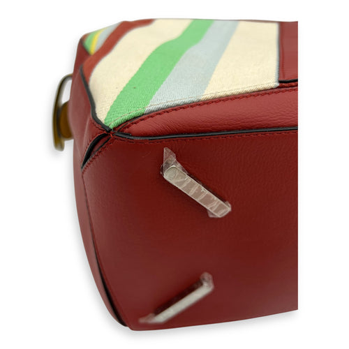 Loewe Puzzle Crossbody Bag LG Multi-colour in Leather and canvas, Silver hardware_5