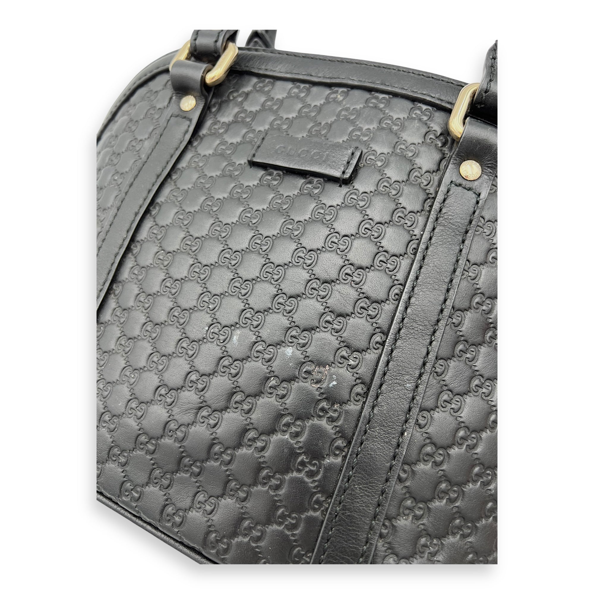 Gucci Micro gg Top Handle Bag Small Black in Calfskin, Gold hardware_6