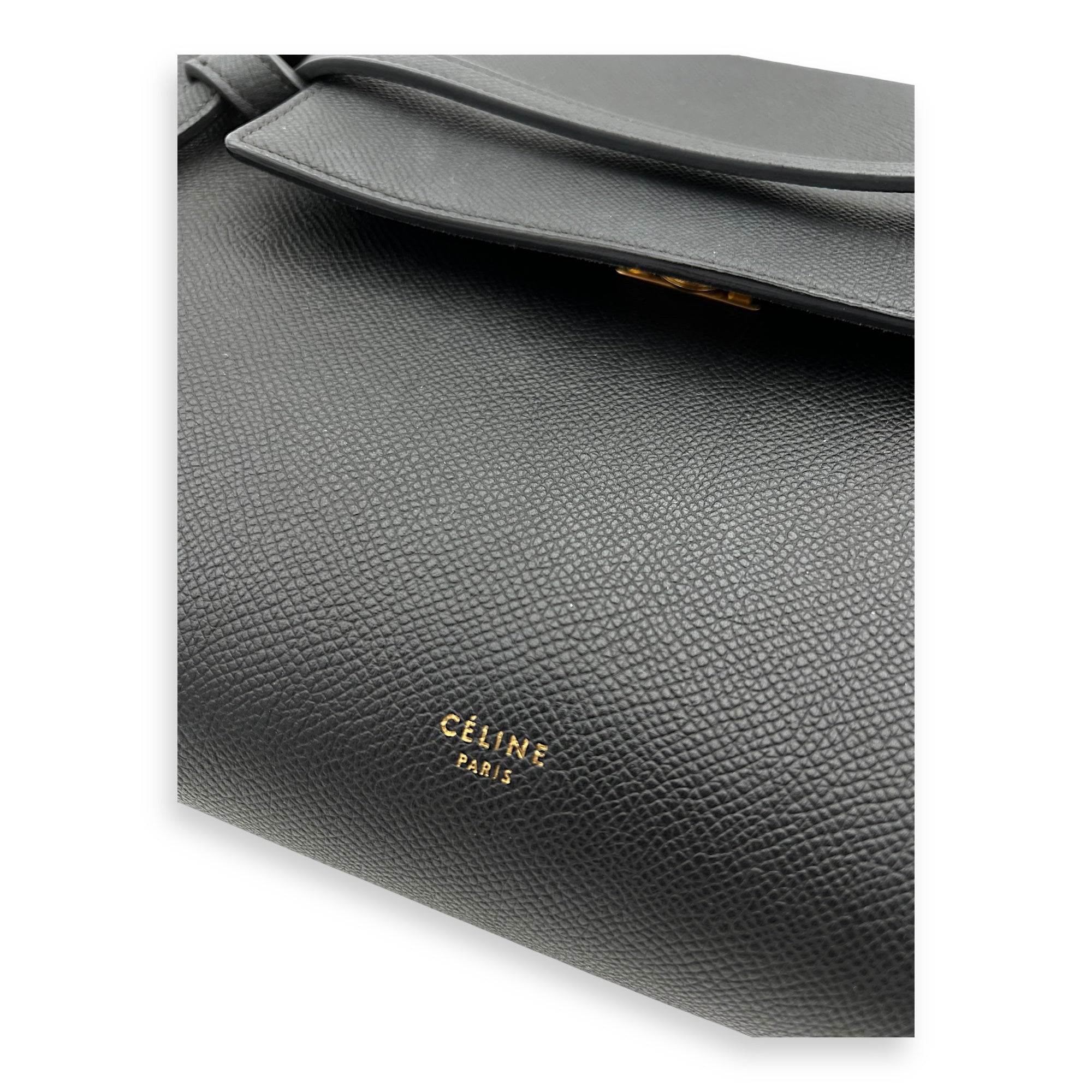 Celine Belt bag Top Handle Bag Mini Black in Calfskin, Gold hardware_5