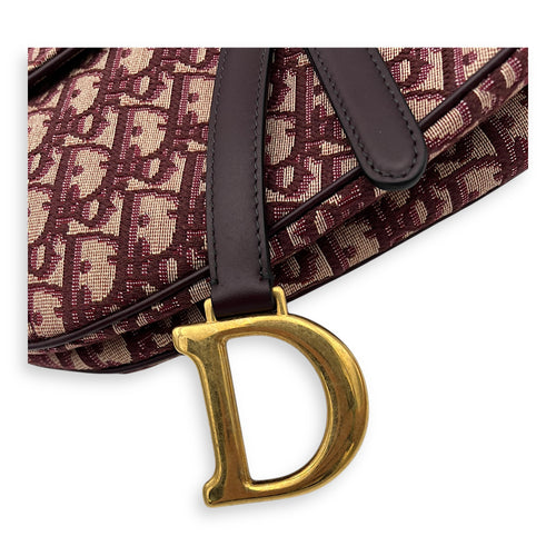 Dior Saddle Top Handle Bag Medium Gold in Canvas, Gold hardware_4