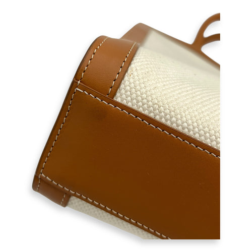 Celine vertical  Top Handle Bag Beige in Canvas, Gold hardware_7