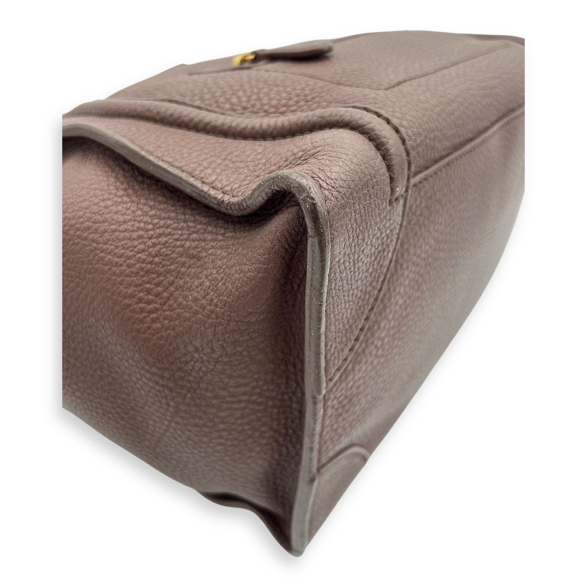 Celine Luggage Top Handle Bag Large Brown in Calfskin, Gold hardware_6