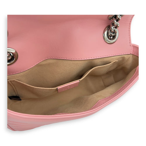 Gucci GG Marmont Shoulder Bag Mini Pink in Calfskin, Silver hardware_4