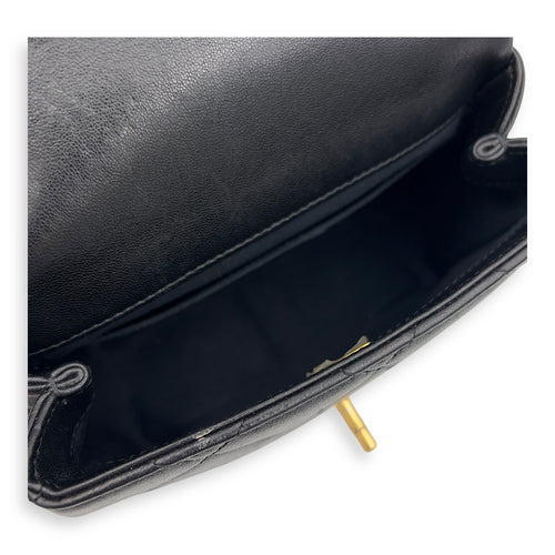 Chanel CC Flap  Top Handle Bag Black in Calfskin, Gold hardware_4