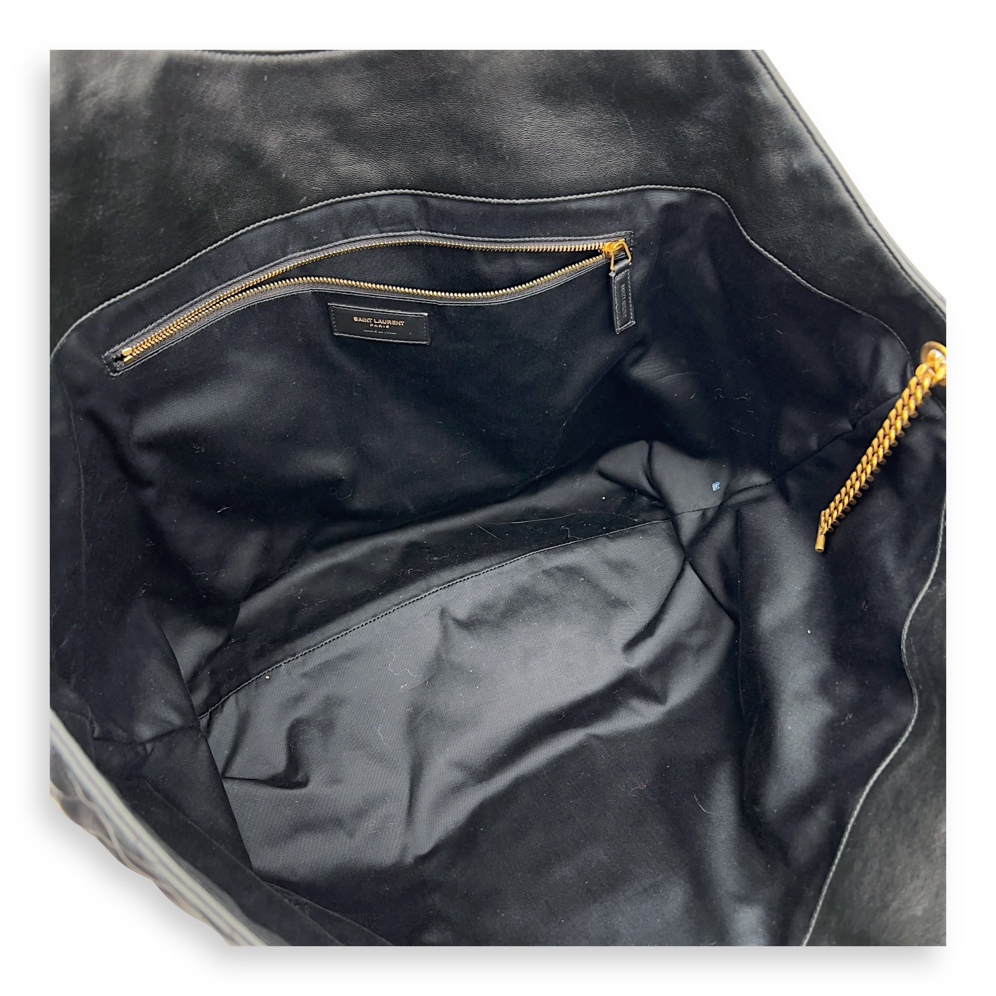 Saint Laurent ICare Black Tote Bag in Lambskin, Gold hardware_6