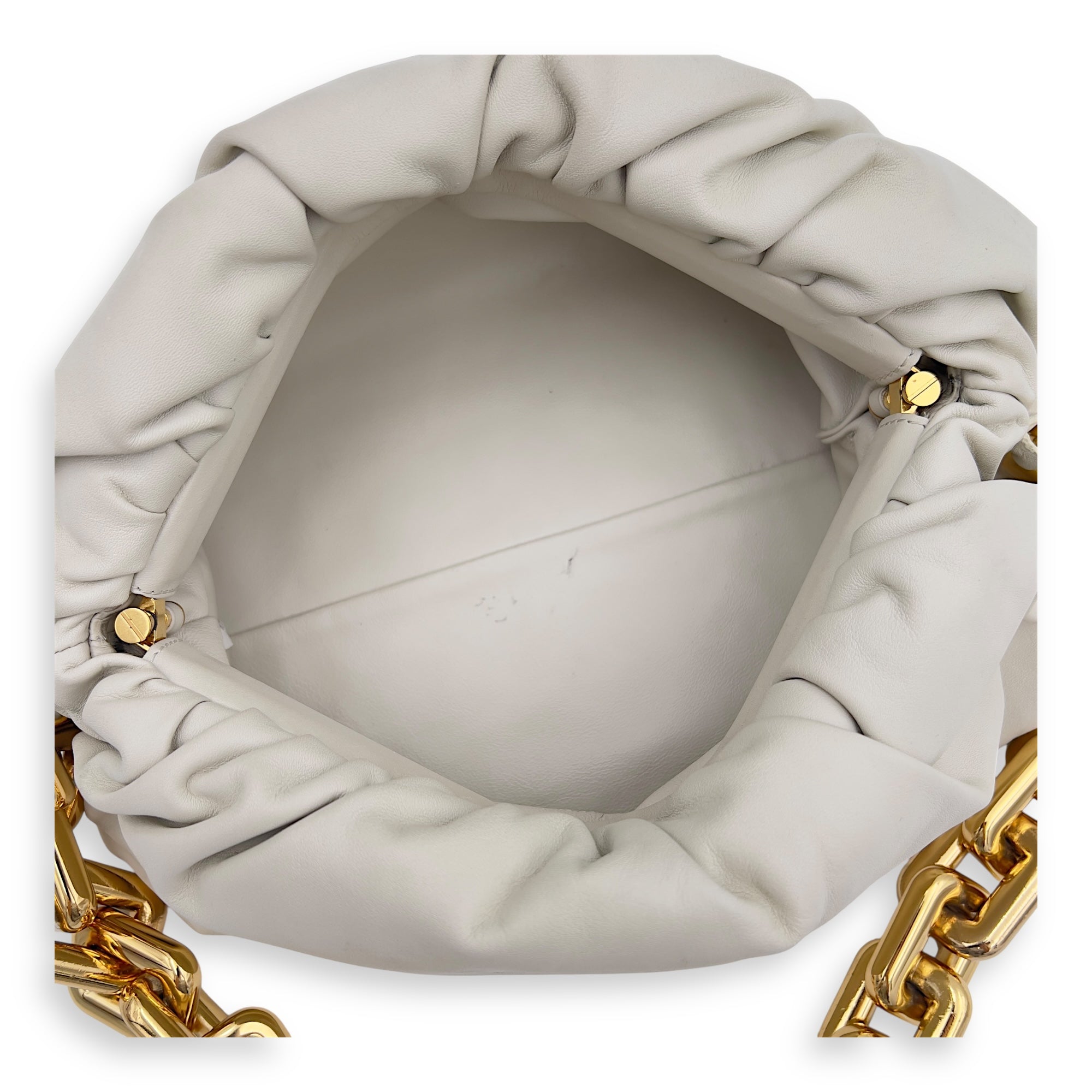Bottega Veneta Chain Pouch Shoulder Bag Beige in Calfskin, Gold hardware_6