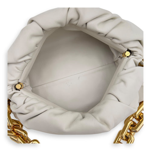 Bottega Veneta Chain Pouch Shoulder Bag Beige in Calfskin, Gold hardware_6