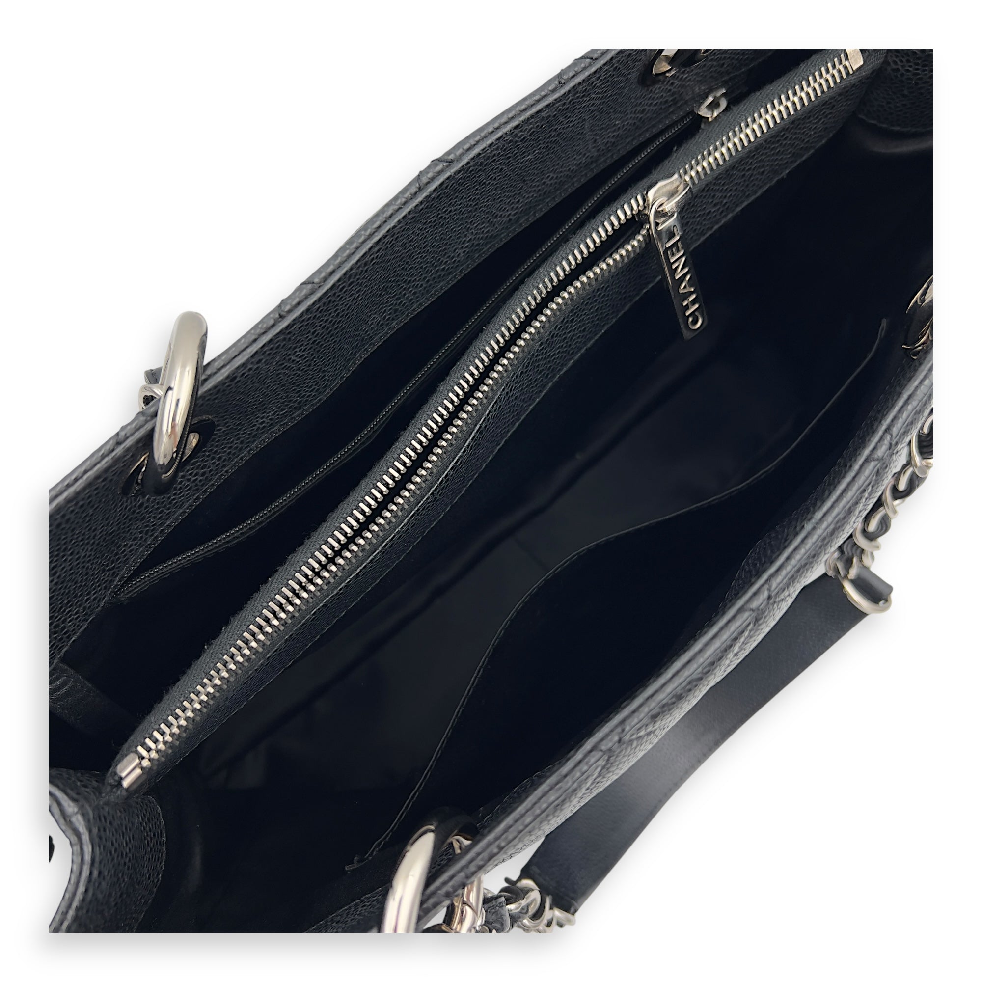 Chanel GST Tote Bag Black in Caviar Leather, Silver hardware_8
