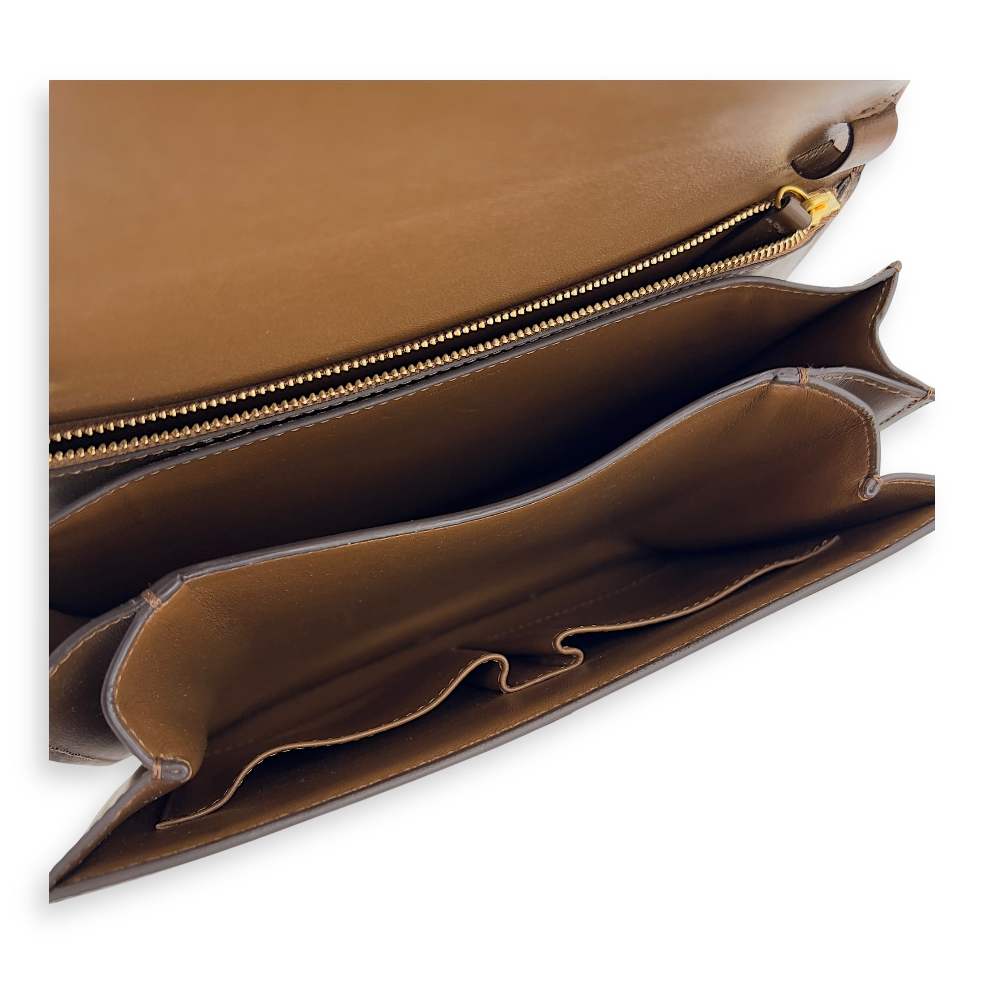 Celine Box Crossbody Bag Beige in Calfskin, Gold hardware_8