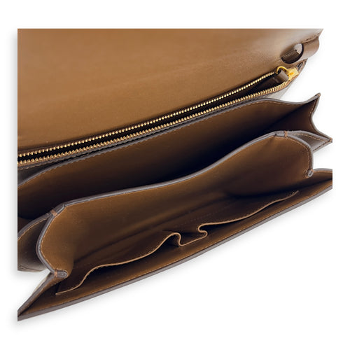 Celine Box Crossbody Bag Beige in Calfskin, Gold hardware_8