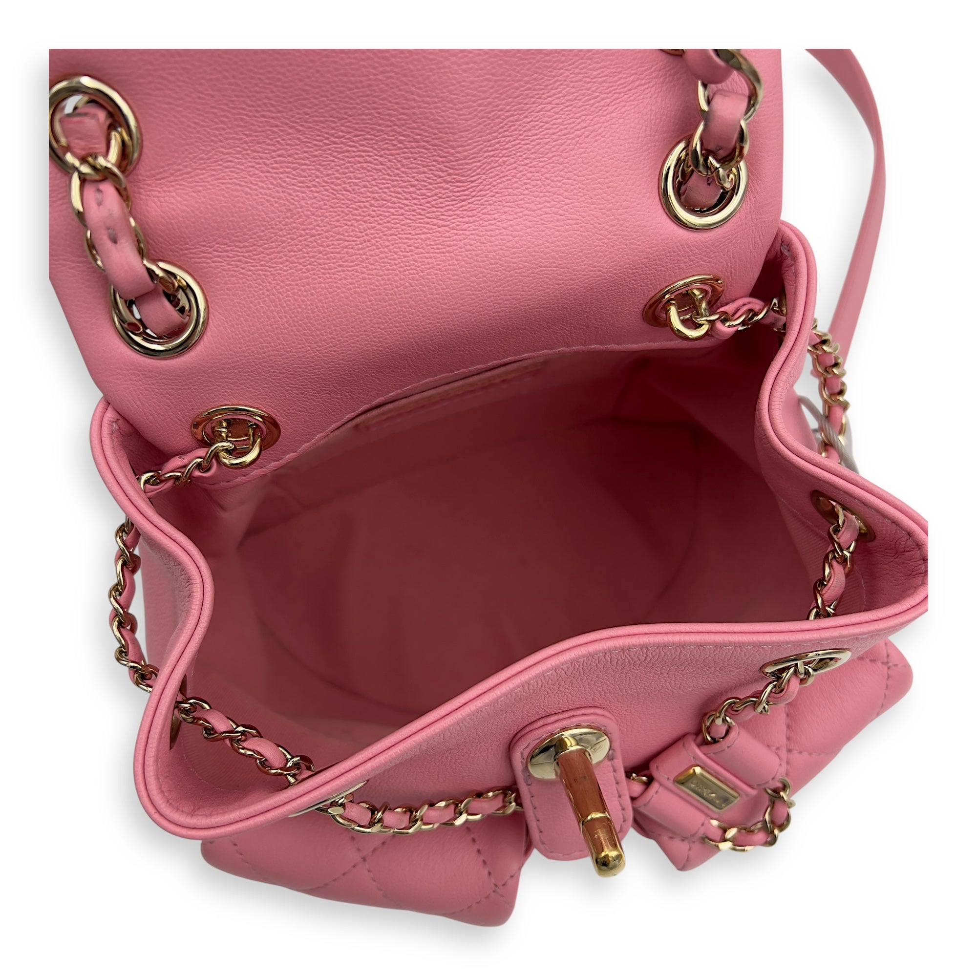 Chanel Duma Pink Backpack in Calfskin, Gold hardware_8