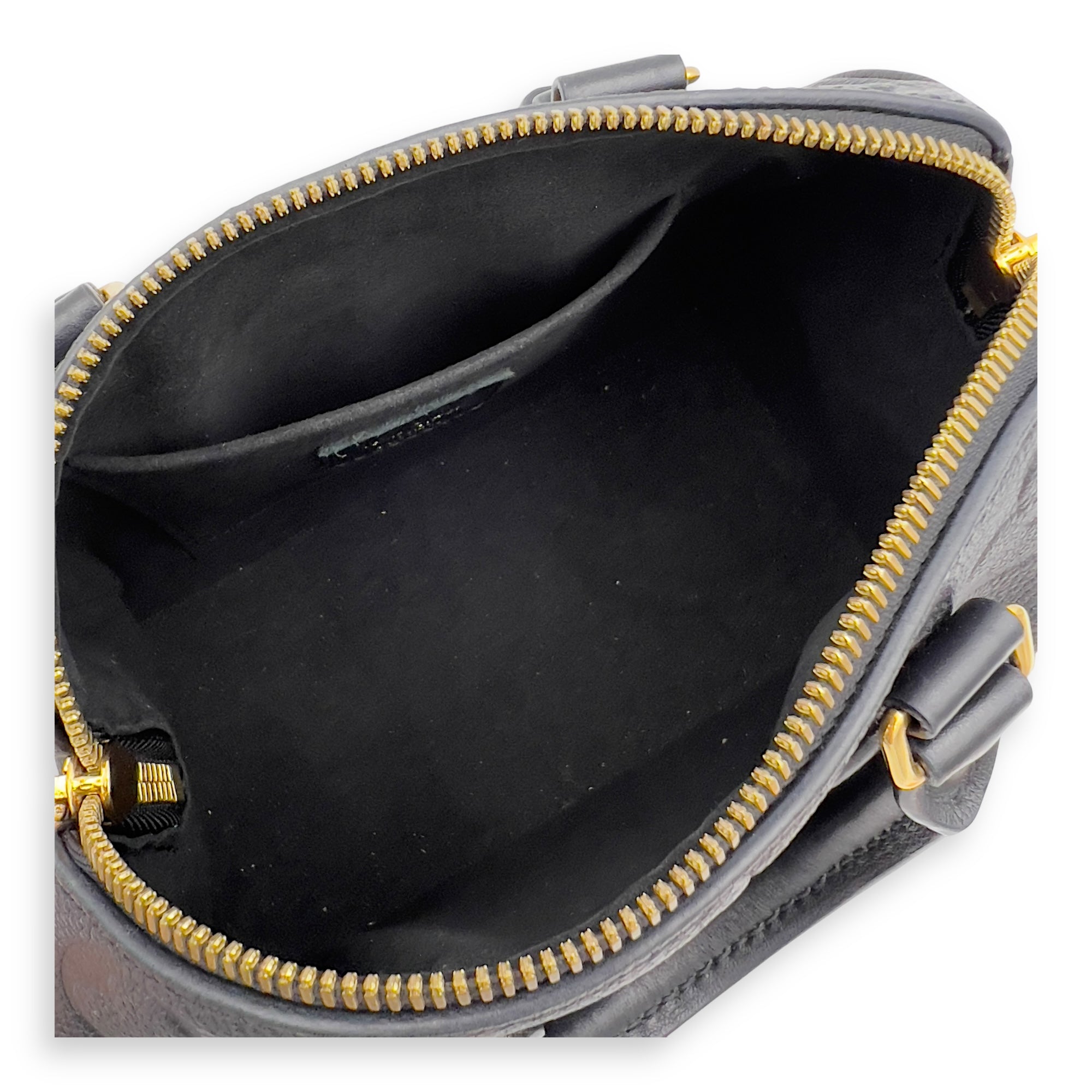 Louis Vuitton Speedy Bandouliere Top Handle Bag 20 Black in Empreinte Leather, Gold hardware_8