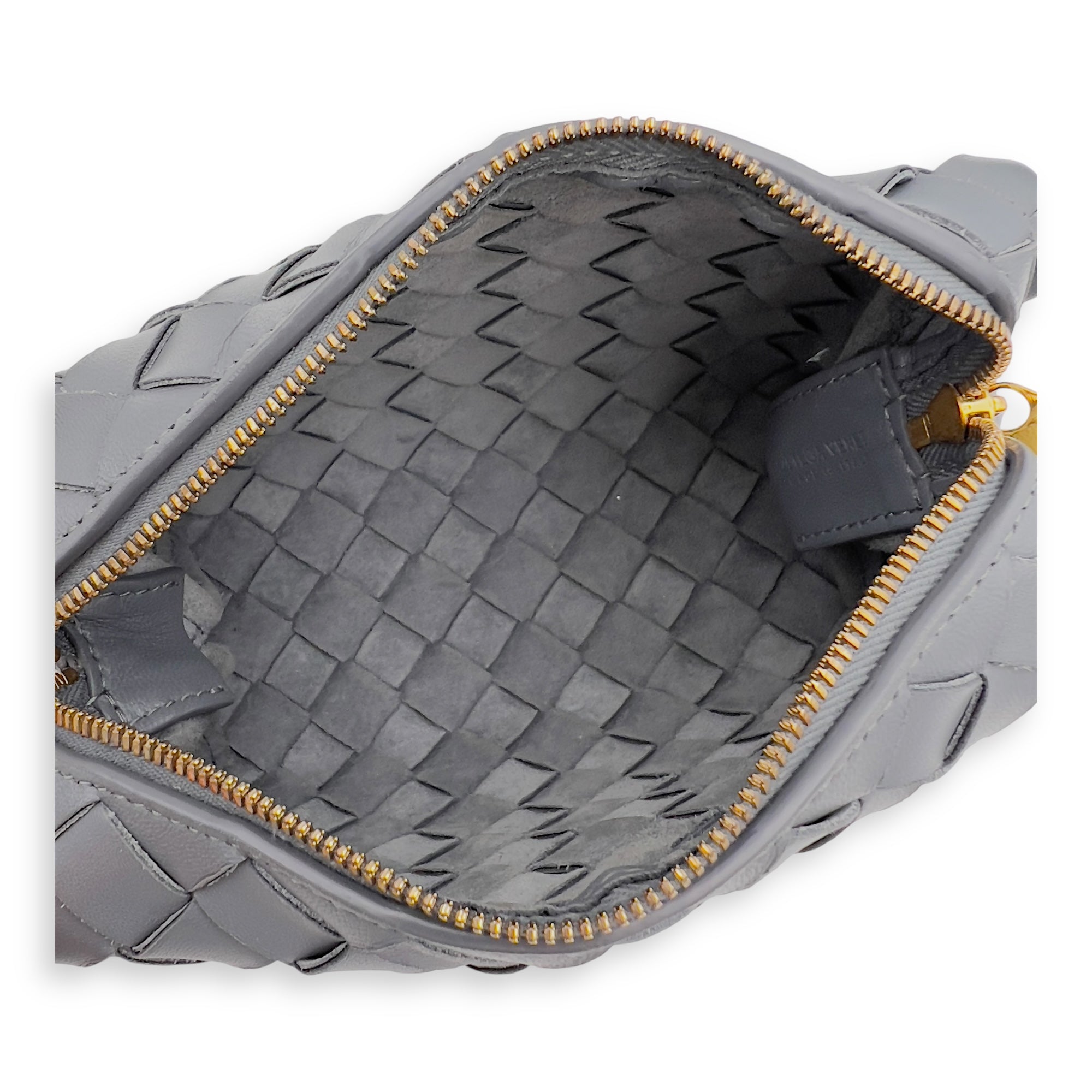 Bottega Veneta Loop Crossbody Bag Grey in Calfskin, Gold hardware_6