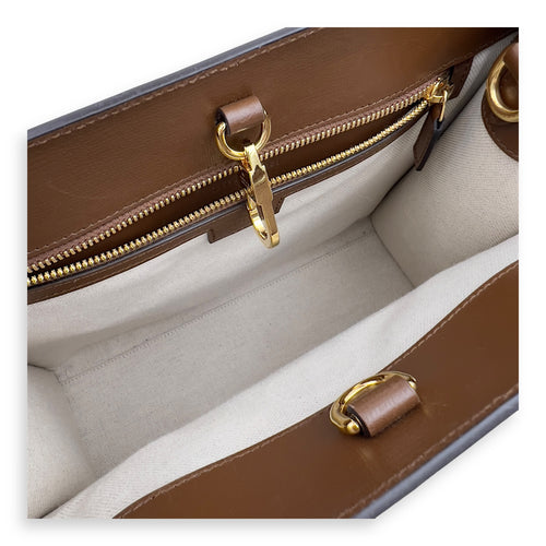 Gucci GG Top Handle Bag Brown in Coated Canvas, Gold hardware_6