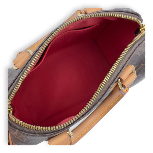 Louis Vuitton Speedy Bandouliere Top Handle Bag 20 Brown in Monogram Coated Canvas, Gold hardware_6