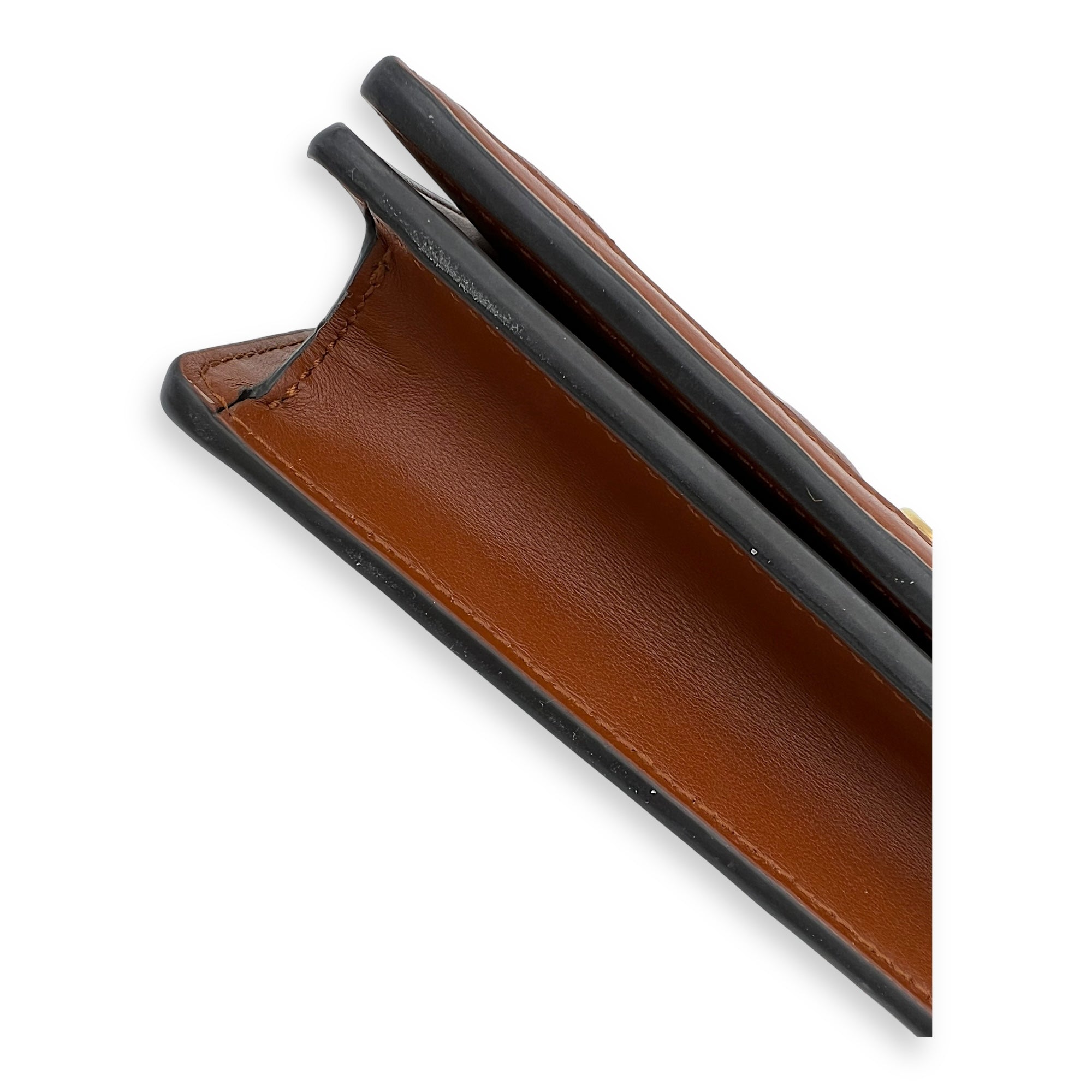 Gucci Matelassé Wallet On Chain Brown in Calfskin, Gold hardware_4