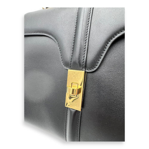 Celine 16 Top Handle Bag Black in Calfskin, Gold hardware_6