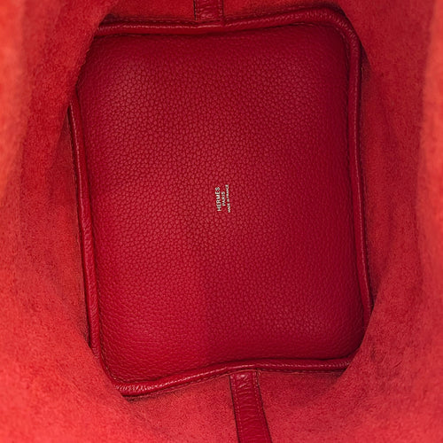 Hermès Picotin 22 Red Bucket Bag in Clemence, Palladium hardware_6