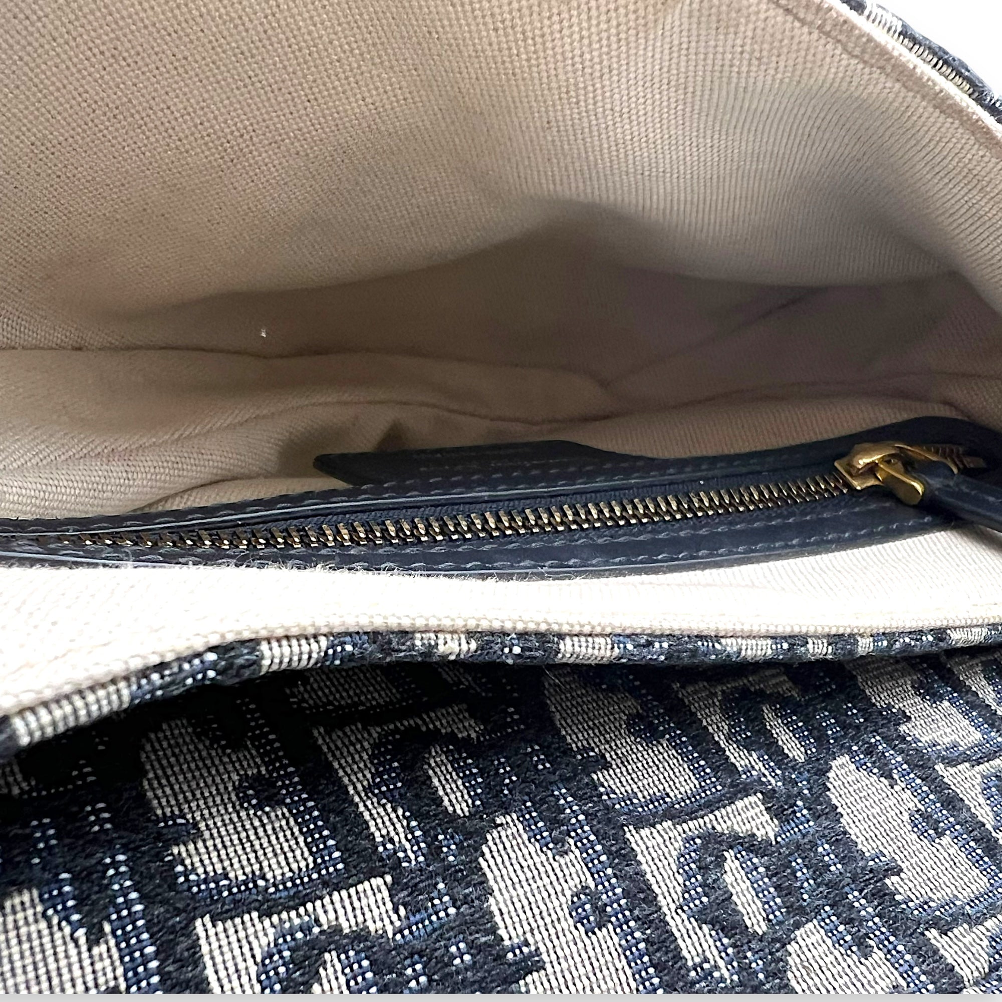 Dior Saddle Shoulder Bag Medium Blue in Jacquard, Gold hardware_6