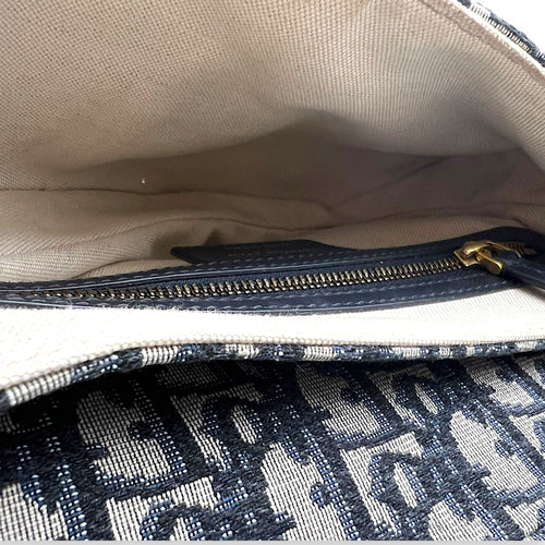 Dior Saddle Shoulder Bag Medium Blue in Jacquard, Gold hardware_6